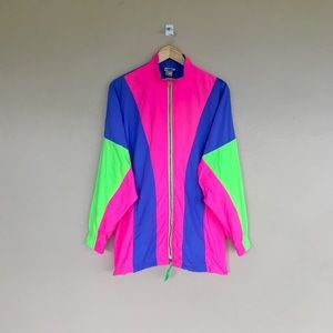 Vintage neon windbreaker track jacket